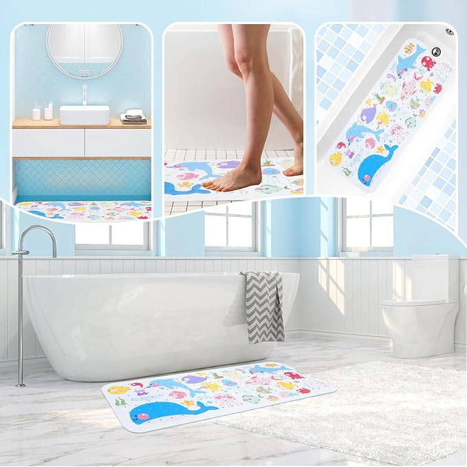 Baby Bath Mat for Tub Non Slip Kids Bathtub Mat Extra Long 40X16 Inch Toddler - Image 5