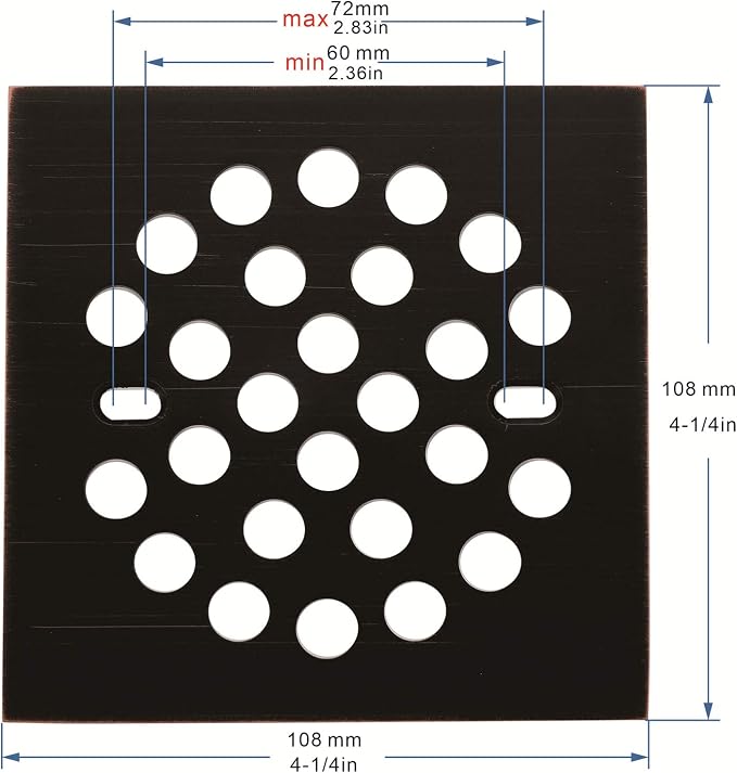 RRAJJ Square Improve 4-1/4 Inch Screw-in Shower Floor Drain Grate Strainer - Image 2