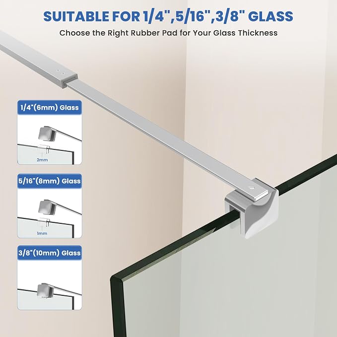 Shower Door Glass Support Bar, 26.96" to 48.54" Adjustable Stainless Steel - Image 6