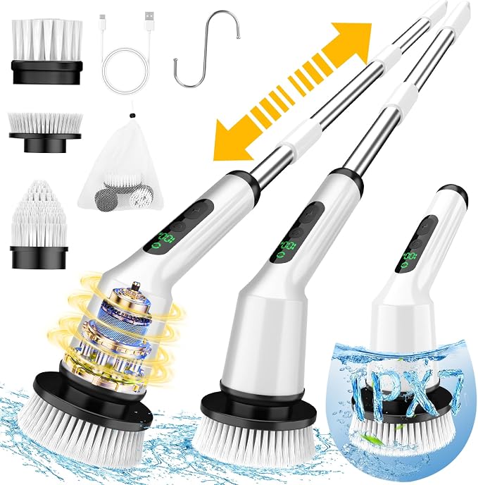 Electric Spin Scrubber for Cleaning Bathroom, Shower Scrubber Cordless Cleaning by CTMAST