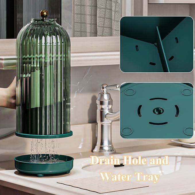 Toothbrush Holders with Cover, Drainage Rotating Electric Toothbrush Organizer - Image 2