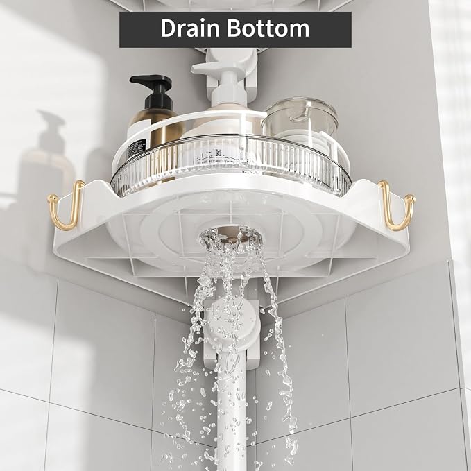 Shower Caddy Tension Pole with 4 L-Lazy Susan Organizer 360 Rotating 35-128 - Image 8