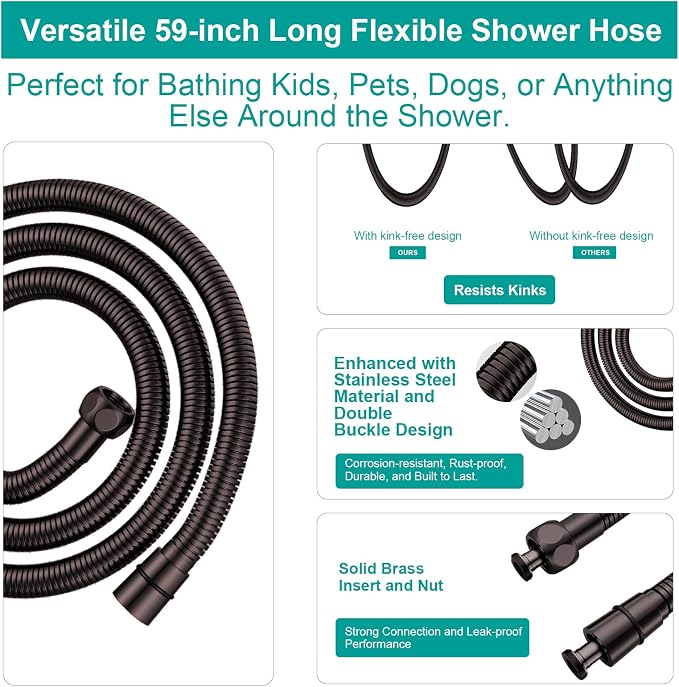 Shower Slide Bar Handheld Shower Head - Image 5