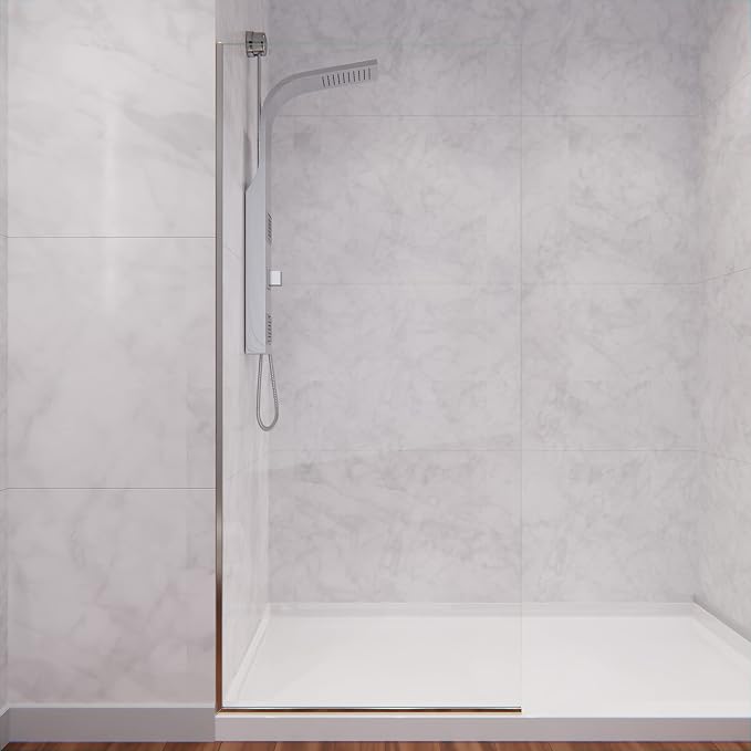 ANZZI 74 X 34 Inch Frameless Fixed Glass Shower Screen Shower Door in Brushed - Image 6