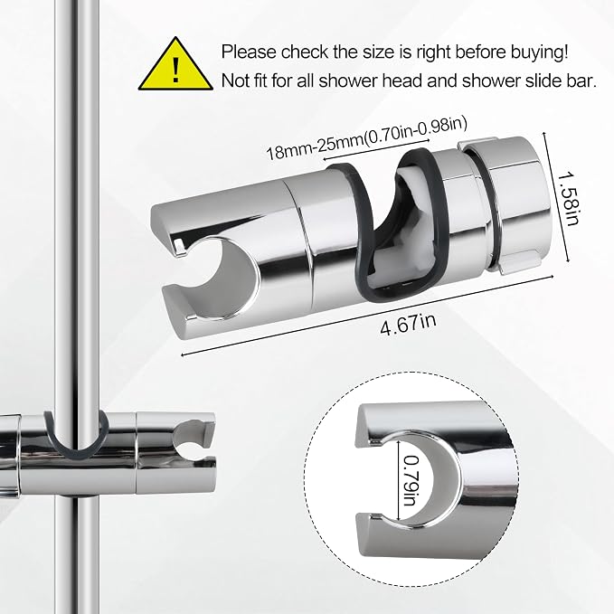 Adjustable Shower Head Holder for Slide Bar Universal 18-25MM O.D., Shower Head - Image 2