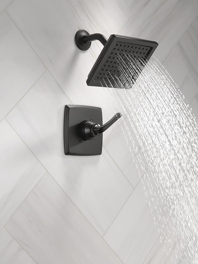 Delta Geist 14 Series Shower Faucet Set, Matte Black Shower Head and Handle Set - Image 2