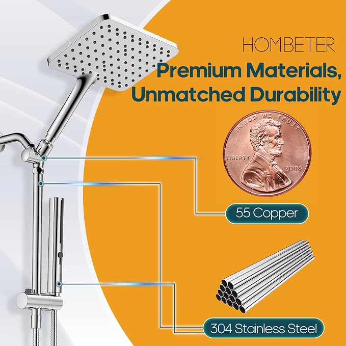 Shower Heads with Handheld Combo, 10 Inch High Pressure Rain Shower Head - Image 2