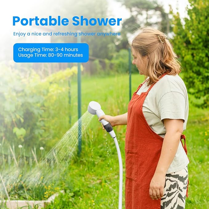 Portable Camping Shower Outdoor Camp Shower Pump, Upgrade Rechargeable Electric - Image 7