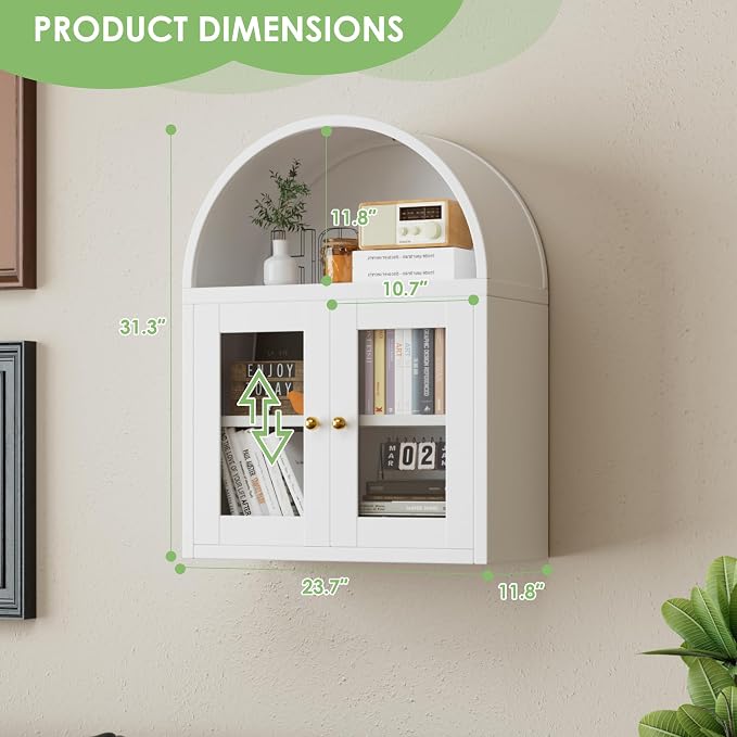Metal Arched Wall Cabinet, Bathroom Wall Mounted Cupboard, Modern Arched - Image 3