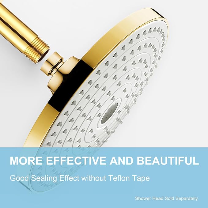 OFFO Shower Arm with Flange, Bright Gold 24 in Ceiling Mount Replacement Rain - Image 2