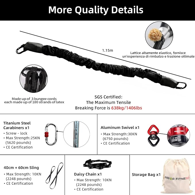 PRIOR FITNESS Bungee Fitness Set Yoga Bungee Cord Rope Resistance Air Dance - Image 4