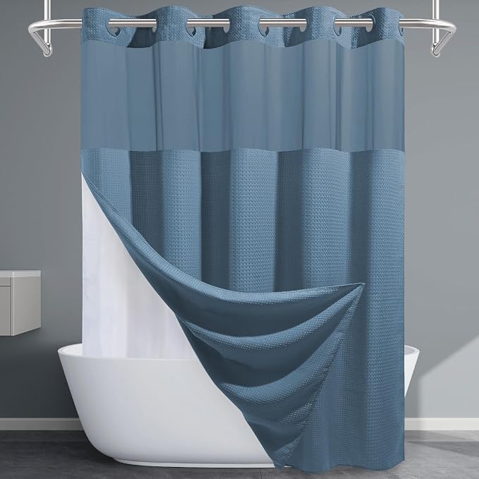 Moonlight Blue Long No Hook Shower Curtain by EUTXL
