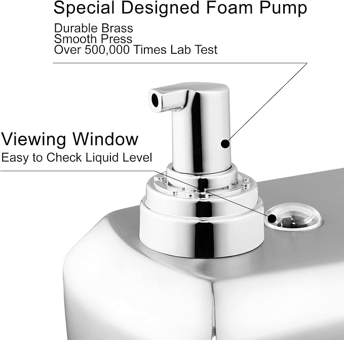 Commercial Wall Mount Stainless Steel Foam Soap Dispenser, 40 oz Industrial - Image 5