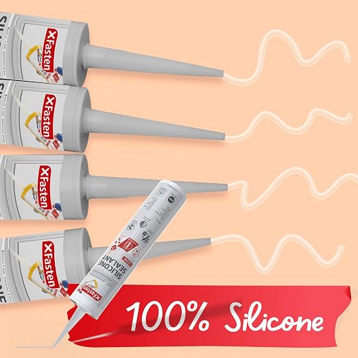 XFasten Clear Silicone Caulk Neutral Cure 10.1 oz 100% Waterproof Silicone - Image 5