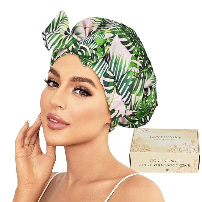 Shower Cap Luxury Shower Caps for Women Reusable Waterproof Hair Cap for Shower by Luvruitaky
