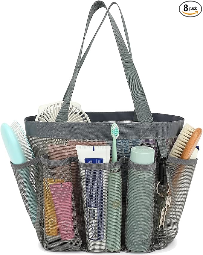 Mesh Shower Caddy Portable for College Dorm Room Essentials, 8-Pocket Large by Fammart