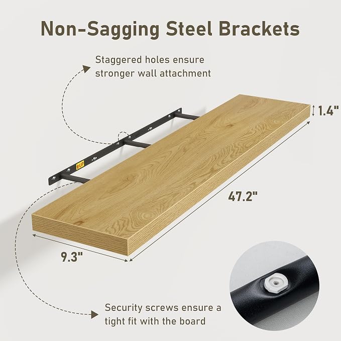 Floating Shelves Wall Shelf 48 Inch, 9.3 Inch Deep Floating Shelf - Image 3