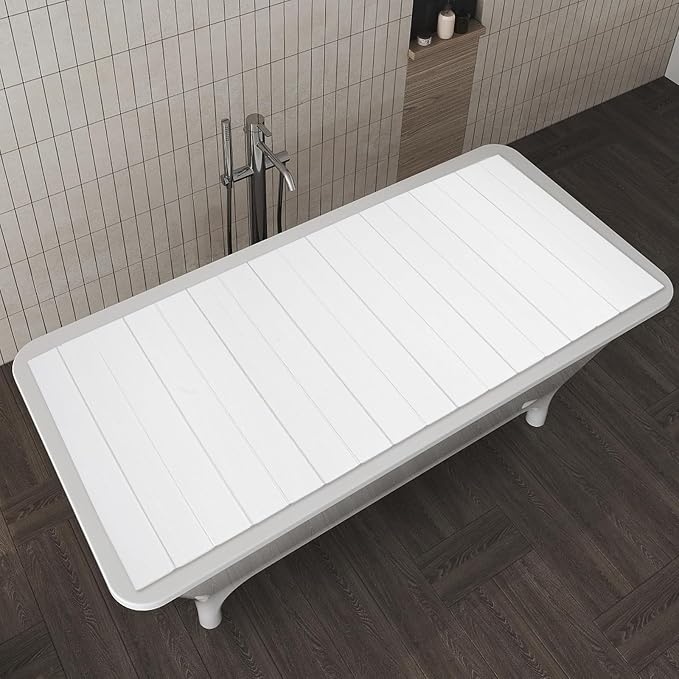 Bathtub Cover 70.8" x 31.5" Folding PVC Bathtub Cover Adjustable Anti-dust by Gdrasuya10