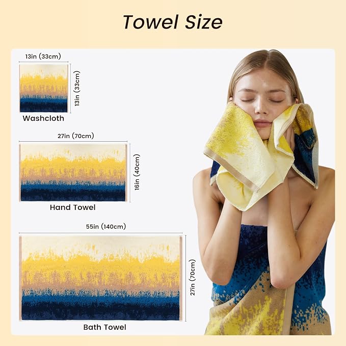 SEMAXE Colorful Bath Towel Set, 100% Cotton Bathroom Towels - Image 3