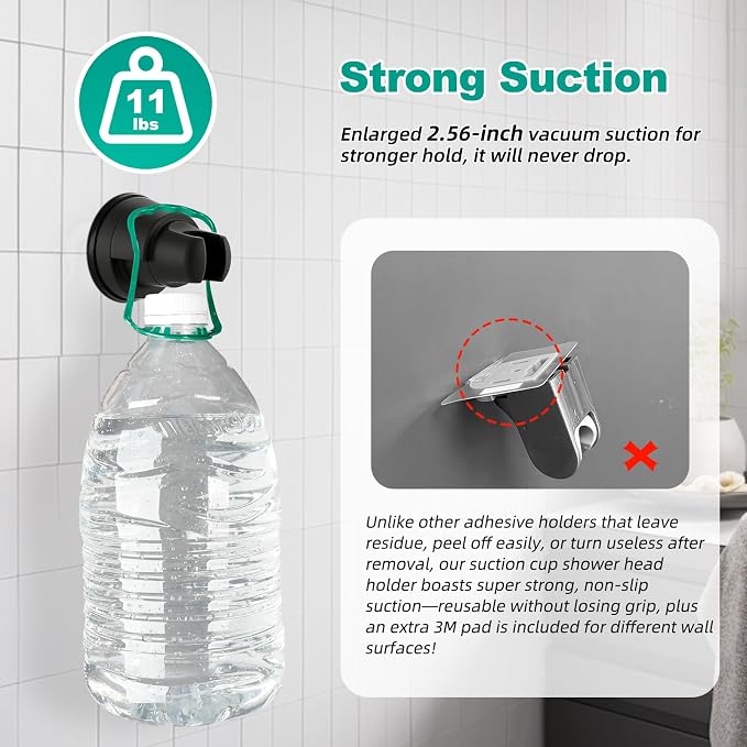 Hibbent Vacuum Suction Cup Shower Head Holder, Removable Showerhead Bracket - Image 5
