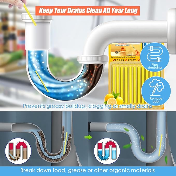Drain Sticks Bio-Flow Drain Cleaner Sticks Lemon Scent Odor Remover - Image 3