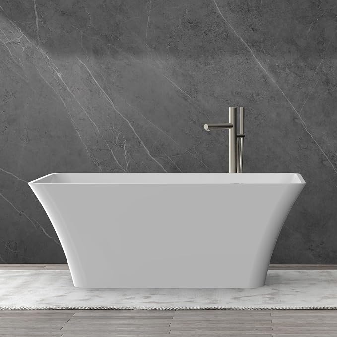 59 Inch Acrylic Soaking Bathtub, Modern Stand Alone Tub - Image 8
