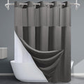 Charcoal Grey Long No Hook Shower Curtain by EUTXL