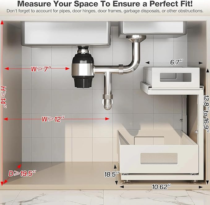 2 Pack 18.5IN-Depth Under Sink Organizer - Image 2