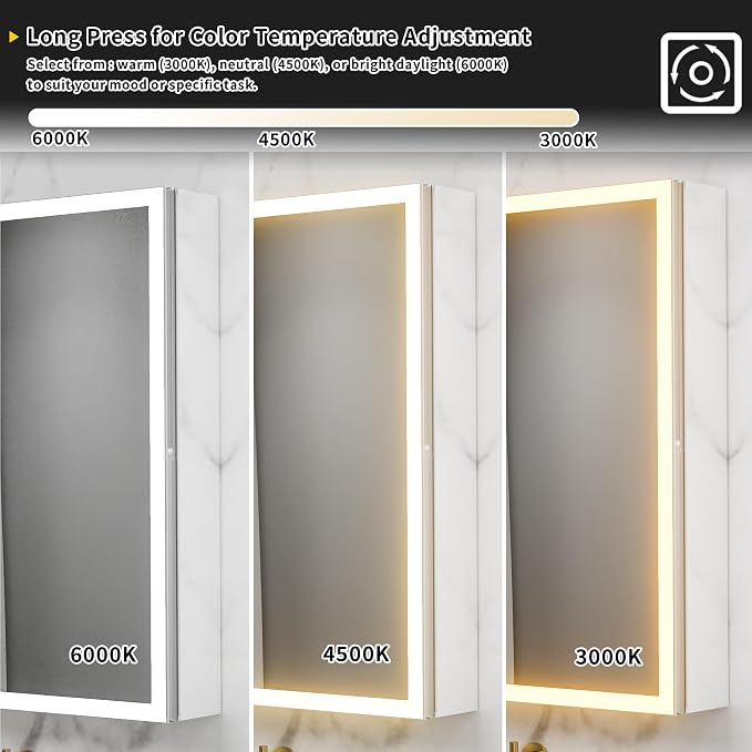 GroGro LED Lighted Bathroom Medicine Cabinet - Image 6
