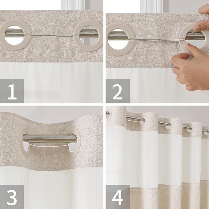 Stall No Hooks Needed Linen Textured Shower Curtain - Image 4