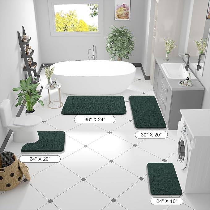 OLANLY Bathroom Rugs 47x17, Extra Soft Absorbent Chenille Bath Rugs, Rubber - Image 8