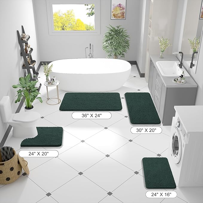 OLANLY Bathroom Rugs 44x24, Extra Soft Absorbent Chenille Bath Rugs, Rubber - Image 2