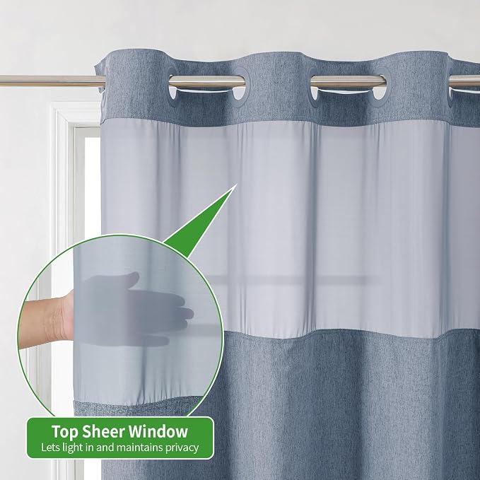 Stall No Hooks Needed Linen Textured Shower Curtain - Image 3
