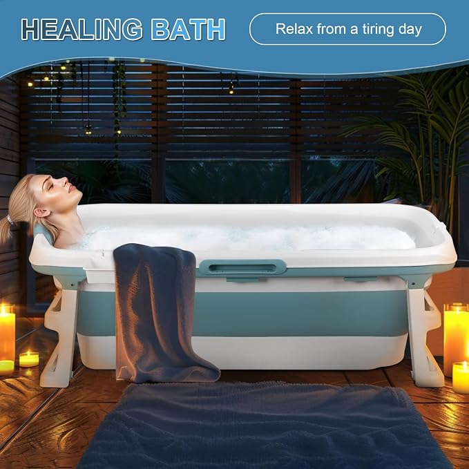 Portable Folding Bathtub for Adults, Large Collapsible Bathtub Freestanding - Image 4