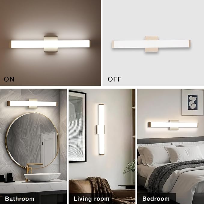 Bathroom Vanity Light Brushed Nickel Square LED 24 inch 14W 4000K Natural White - Image 4