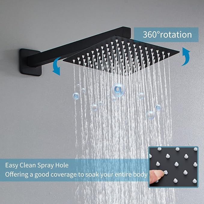 8 Inch Shower System with Tub Spout, Square High Pressure Shower Head, - Image 5