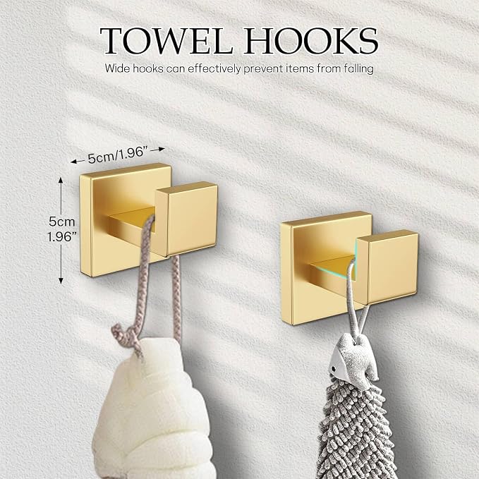 Brushed Gold Bathroom Hardware Set, 5-Piece Gold Towel Bar Set Stainless Steel - Image 5