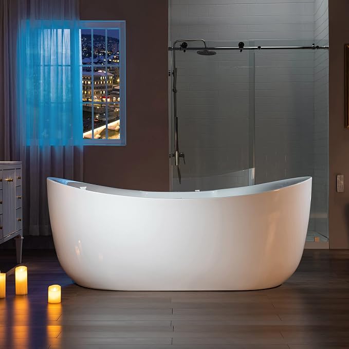 WOODBRIDGE 72" x 35-3/8" Whirlpool Water Jetted and Air Bubble Freestanding - Image 4