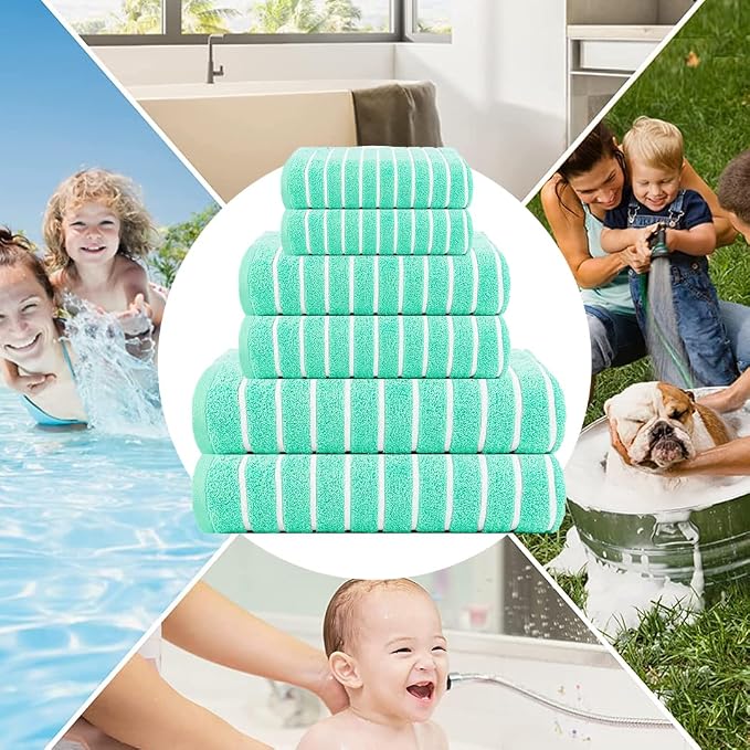 CASA COPENHAGEN Ecstatic 6 Pieces Towel Set- Aqua Blue, 600 GSM 2 Bath Towel 2 - Image 6
