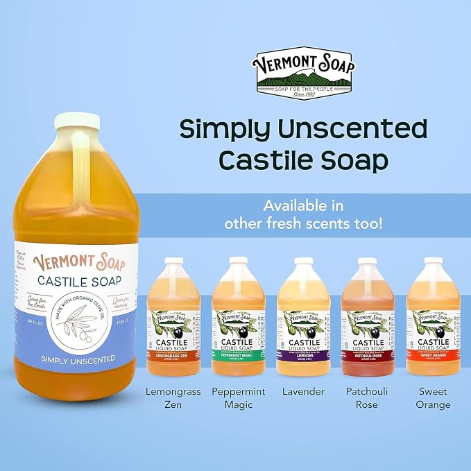 Vermont Castile Soap Unscented, Gentle Liquid Soap - Image 6