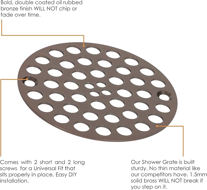 4" Screw-in Shower Drain Cover, Oil Rubbed Bronze - Image 3