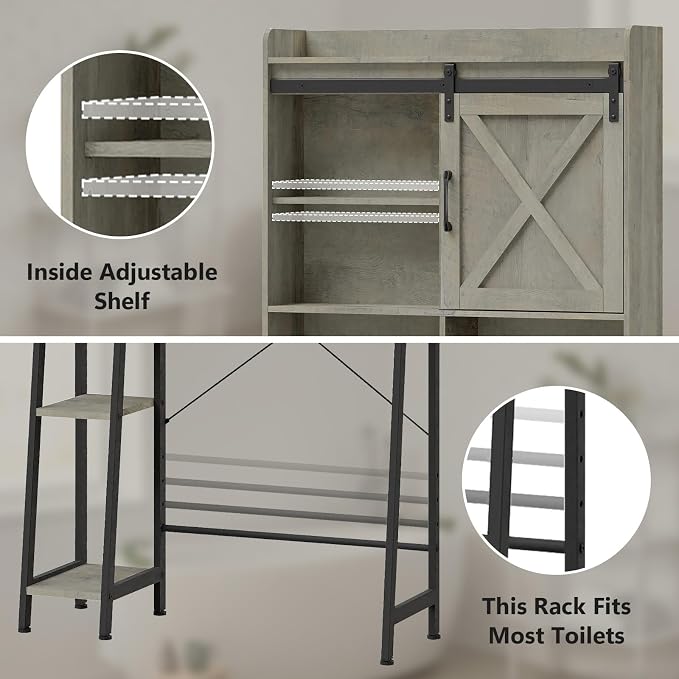 Vabches Over The Toilet Storage Cabinet, Farmhouse Storage Cabinet Over Toilet - Image 4