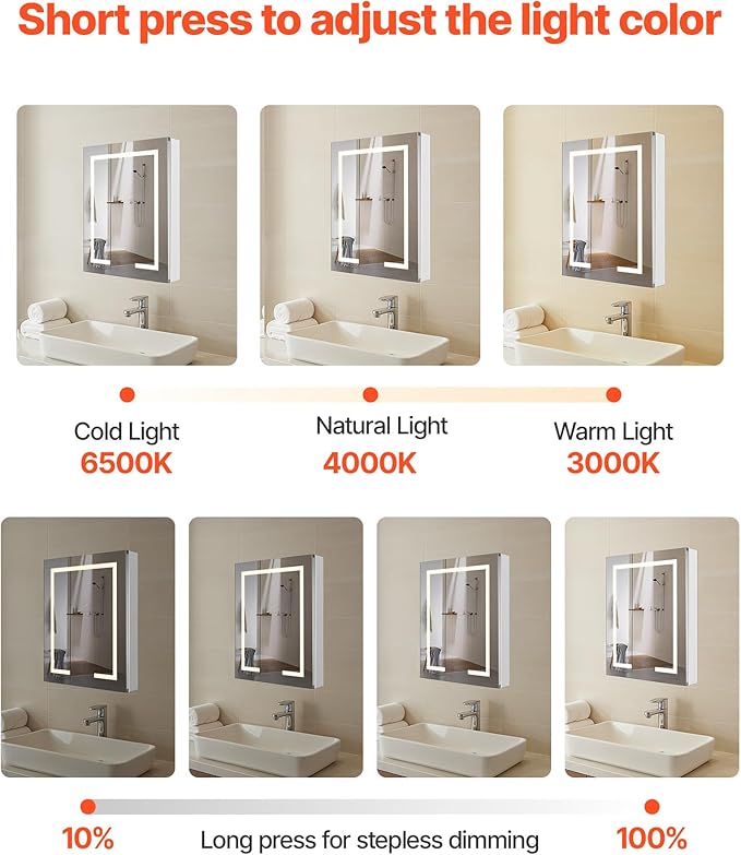 VEVOR Lighted Medicine Cabinet - Image 3
