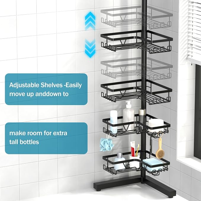 KEGII Corner Shower Caddy Standing – 4-Tier Shower Shelf Organizer - Image 5