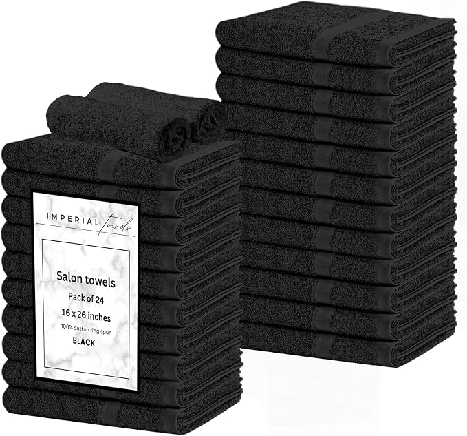 24 Pack Black Hand Towels 100% Cotton Spa Towels 16x26 inches Highly Absorbable by Unknown