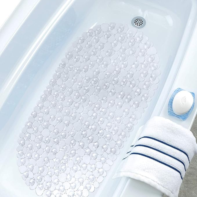 WELTRXE Pebbles Bath Mat Clear Non-Slip Bathtub Mat - Image 9