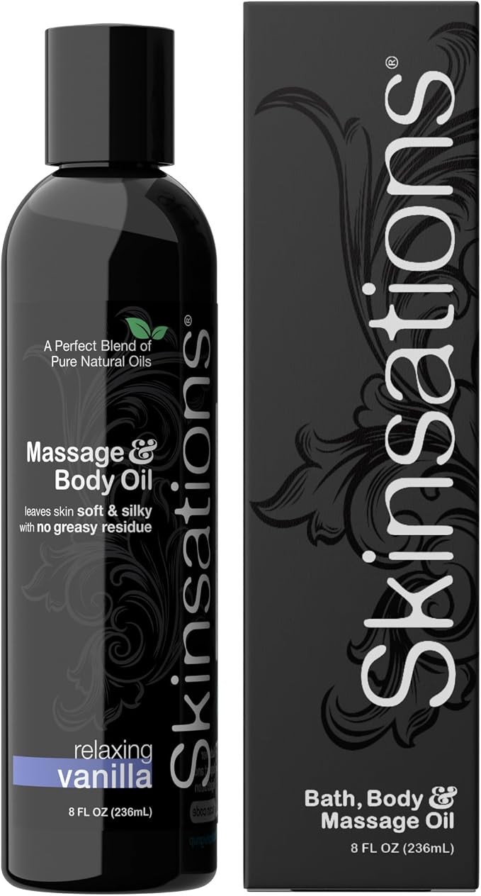 Sweet Vanilla Body & Massage Oil by Skinsations – Lightweight, Non-Greasy Body by Skinsations