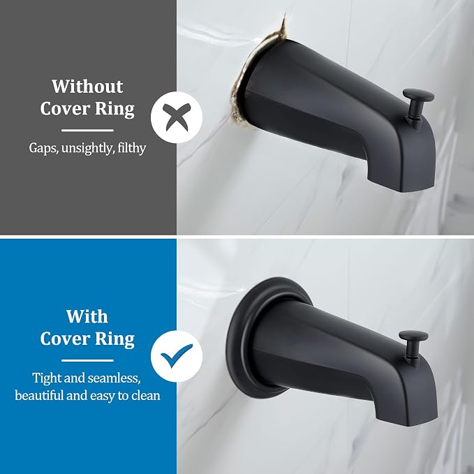 Enhon Metal Tub Spout Cover Ring, Bathroom Faucet Remodeling Wall Plate - Image 4