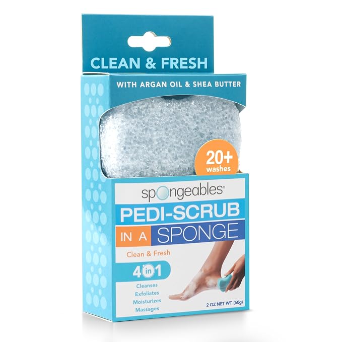 Spongables Pedi Scrub Foot Exfoliating 20+ Wash Sponge, Clean & Fresh by Spongeables