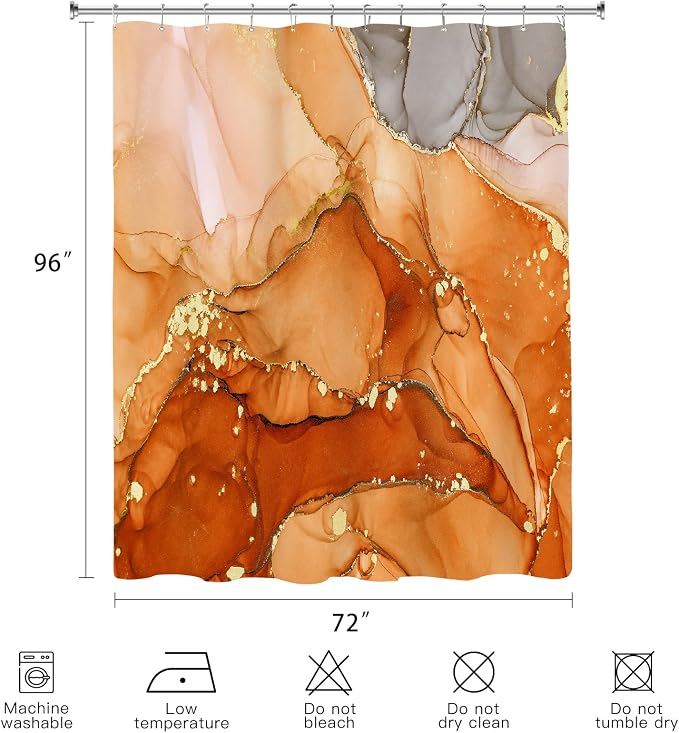 Extra Long Shower Curtain 72 x 96 Inch, Modern Luxury Art Ink Fabric Shower - Image 6